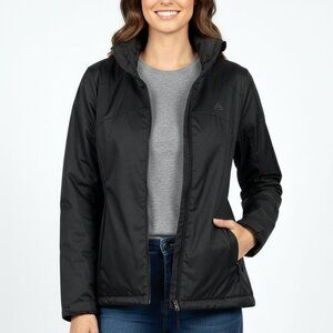 REEBOK Women's Black Insulated Jacket Coat Size Medium Full Zip Puffer Outerwear